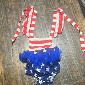 Patriotic Striped and Starred Baby Romper